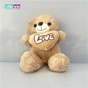 عروسک خرس تدی کرمی قلب به دست لاو 35 سانتیمتر