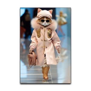 تابلو شاسی گوفی مدل گربه شیک پوش لاکچری کیوت طرح Cute Cat کد LUX65