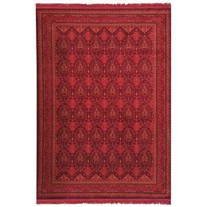 فرش ماشینی 700شانه زمرد مشهد طرح زمینه لاکی  حاشیه سورمه ای طرح کهنه نما