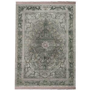 فرش ماشینی 1200شانه زمرد مشهد زمینه سبز حاشیه سبز طرح پتینه