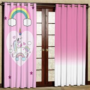 پرده بارمان دکور طرح یونیکورن مدل هازان پانچی کد 93-4492 W سایز 140x280 سانتی متر