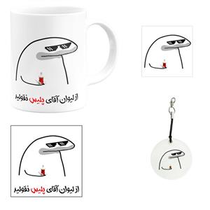 ست هدیه ماگ مدل لیوان شخصی آقای پلیس کد A1 مجموعه 4 عددی