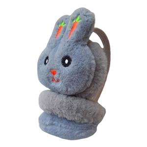 گوش گیر زمستانی بچگانه مدل هدفونی طرح خرگوش گوش هویجی رنگ خاکستری