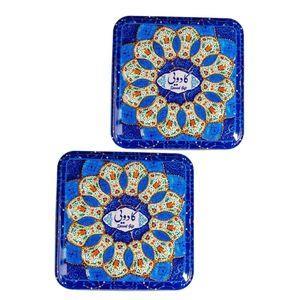 مسقطی ترکیبی جعبه فلزی مینا آبی  حلوا مسقطی لاری ترنج - 400 گرم مجموعه 2 عددی