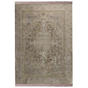 فرش ماشینی 1200شانه زمرد مشهد زمینه کرم حاشیه صدفی طرح پتینه