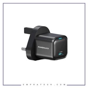 شارژر دیواری 20 وات پاورلوژی مدل PWCUQC016-C به همراه کابل تبدیل USB-C