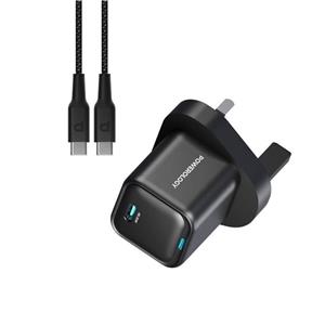 شارژر دیواری 20 وات پاورلوژی مدل PWCUQC016-C به همراه کابل تبدیل USB-C