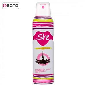 اسپری ضد تعریق زنانه شی مدل Paris حجم 150 میلی لیتر She Paris Spray For Women 150ml