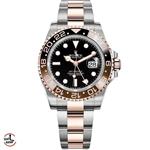 ساعت مچی رولکس مردانه مدل جی ام تی بند دو رنگ رزگلد صفحه مشکی ROLEX GMT R26