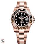 ساعت مچی رولکس مردانه مدل جی ام تی بند رزگلد صفحه مشکی ROLEX GMT R24