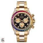 ساعت مچی رولکس مردانه مدل دیتونا قاب نگین بند طلاییROLEX Daytona RainboW