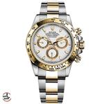 ساعت مچی رولکس مردانه مدل دیتونا بند دو رنگ طلایی صفحه سفید ROLEX Daytona