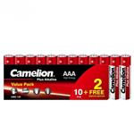 باتری نیم قلمی بسته 12 عددی پلاس آلکالاین کملیون مدل Camelion Plus Alkaline LR03 1.5V D