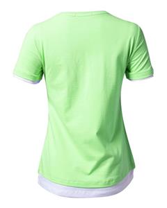 ​تی شرت زنانه نیم تنه نخی سبز روشن نگین دار 