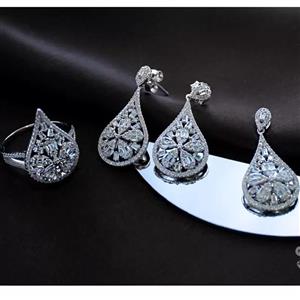 نیم ست نقره زنانه ، آبکاری رادیوم و رنگ ثابت 