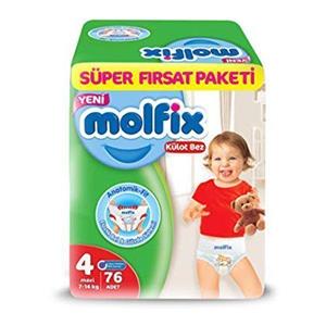 پوشک مولفیکس مدل شورتی سایز 4 بسته 76 عددی
