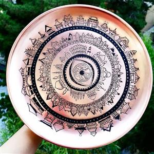 بشقاب پایه دار قلم زنی 