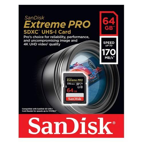 کارت حافظه SanDisk 64GB Extreme SDXC UHS-I Card C10 U3 4K 
