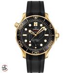 ساعت مچی امگا مردانه مدل سیمستر اتوماتیک بند رابر مشکی صفحه مشکی OMEGA seamaster