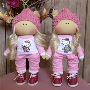 عروسک روسی دختر طرح کیتی صورتی با شلوار تکی