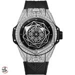 ساعت مچی هابلوت مردانه مدل عنکبوتی فول نگین سیلور اتوماتیک Hublot BigBang Spide