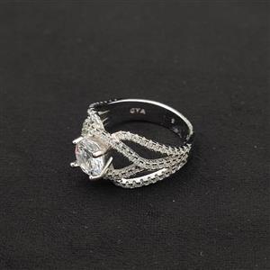 انگشتر نقره رادیوم مدل جواهری فانتزی کد 27 