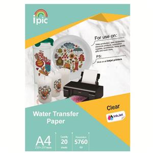 کاغذ چاپ آی پیک مدل ترانسفر در آب جوهر افشان سایز A4 بسته 20 عددی