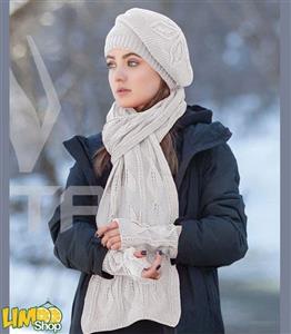 ست کلاه شال گردن و دستکش زنانه تارتن مدل 305 رنگ مشکی