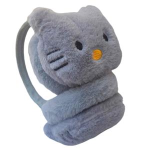 گوش گیر زمستانی بچگانه مدل هدفونی طرح هلو کیتی رنگ خاکستری