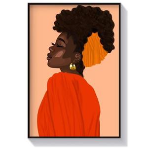 تابلو دختر سیاه پوست با لباس قرمز