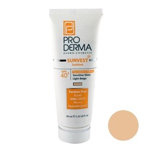 کرم ضد آفتاب رنگی پرودرما با SPF40 مناسب پوست حساس حجم 40 میلی لیتر