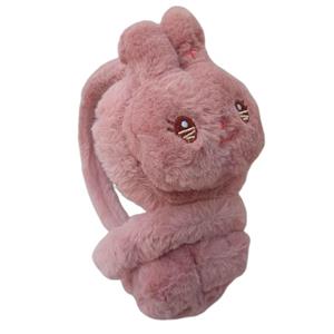 گوش گیر زمستانی بچگانه مدل هدفونی پشمی طرح خرگوش رنگ کالباسی