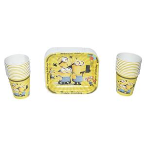 بشقاب و لیوان یکبار مصرف مدل Minion مجموعه 40 عددی