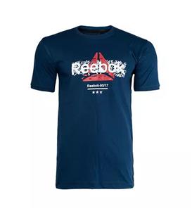 تیشرت Reebok یقه گرد مردانه سرمه ای پنبه طرح دار 45255