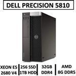 کامپیوتر استوک ورک استیشن دلDELL PRECISION 5810 WORKSTATION intel XEON E5 2680 V4 32GB 1TB+240GB SSD 8GB RX580