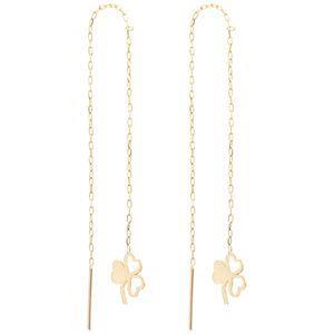 گوشواره طلا 18 عیار زنانه طرح برگ سه پر کد EL-006 -