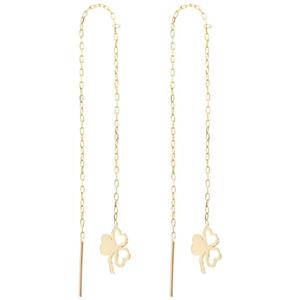 گوشواره طلا 18 عیار زنانه طرح برگ سه پر کد EL-006 -