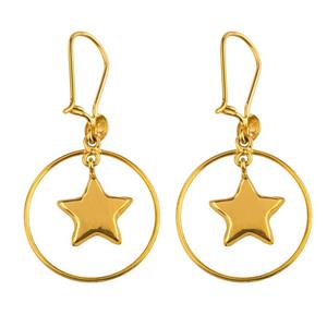 گوشواره طلا 18عیار گالری طلاچی مدل آویز ستاره و حلقه