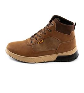 نیم بوت چرم مصنوعی مردانه قهوه ای Cat اسپرت بنددار 41318