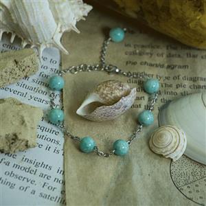 دستبند سنگ امازونیت استیل ضد حساسیت رنگ ثابت قابل تنظیم سایز