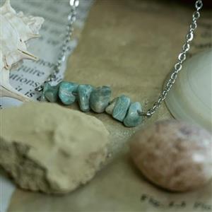 گردنبند سنگ آمازونیت چیپسی با زنجیر استیل رنگ ثابت ضد حساسیت