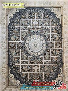 فرش 1200 شانه طرح خشتی کاشان  گل برجسته