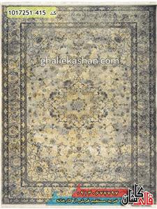 فرش وینتیج (کهنه نما) 700 شانه طرح زرین زمینه خاکستری کاشان