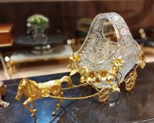 ارابه سبد دسته دار اسب برنجی