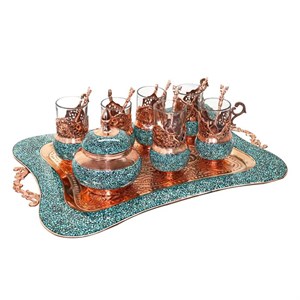 سرویس چای خوری فیروزه کوبی 6 نفره کد 306 