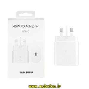 شارژر اصلی گوشی Galaxy Tab S9 Plus - X810 سامسونگ تک پورت 45W وات سامسونگ Type-C سه پین سوپر فست شارژ رنگ سفید