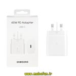 شارژر اصلی گوشی Galaxy C55 سامسونگ تک پورت 45W وات سامسونگ Type-C سه پین سوپر فست شارژ رنگ سفید)