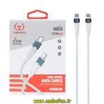 کابل شارژ پاوربانک USB-C به USB-C یوشیتا YOSHITA سوپرفست 60W PD مدل YC-028 طول 25 سانتی متر