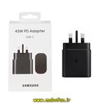 شارژر اصلی گوشی Galaxy S20 Ultra سامسونگ تک پورت 45W وات سامسونگ Type-C سه پین سوپر فست شارژ رنگ مشکی )