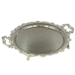 سینی مدل پایه دار برنجی با آبکاری نقره کد 8-2